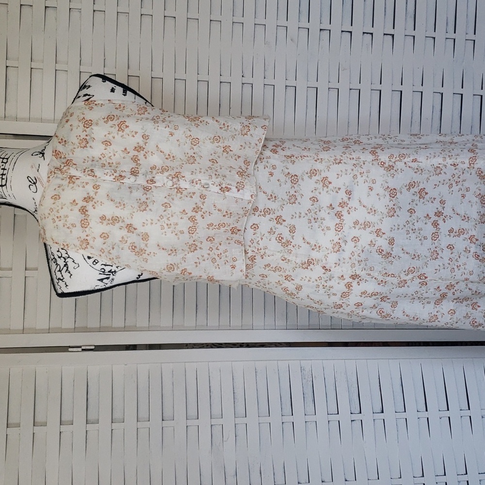 Free People Orange and Cream Sheath Maxi Dress Mock Neck - Picture 9 of 11